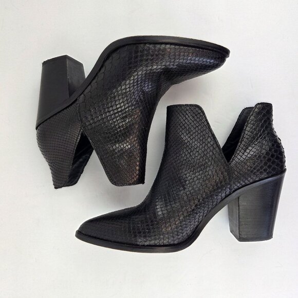 Lucchese Alma Exotic Black Python Vamp Leather Ankle Booties 9.5M - Picture 4 of 13